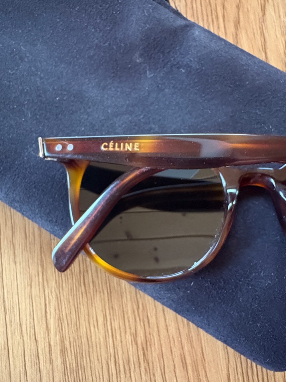 Celine Tortoiseshell Round Sunglasses - Dark Brown Lenses - Picture 4 of 6
